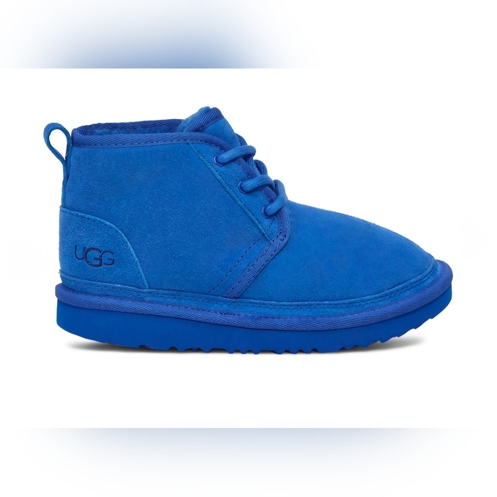 UGG Neumel II Chukka Boots Unisex Dive Blue Leather Suede Wool Lined Big Kid 3 - Picture 2 of 16